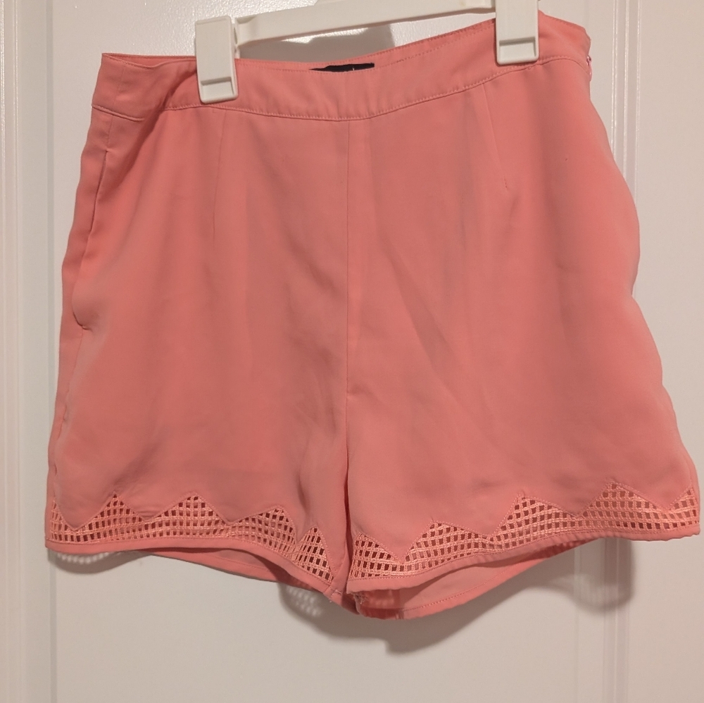 Women's Pink Lace Trim Shorts